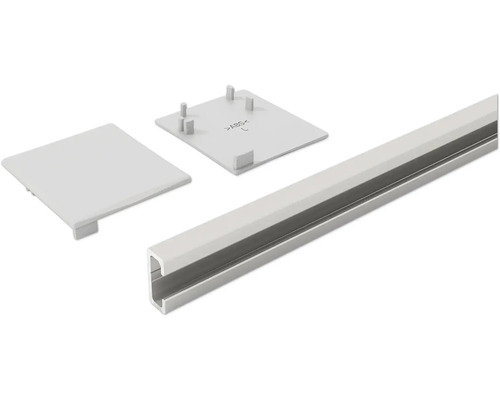 Pertura Distanzprofil 10 mm für Glasschiebtür-Komplettset´Set Edelstahl (C31) L:2 m Kunststoff Kabelführungskanal mit Abdeckung und Endkappe