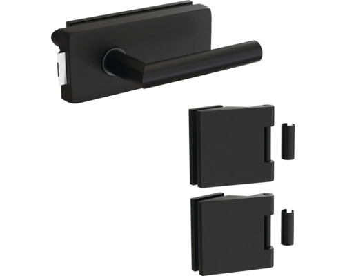 Glastürbeschlag-Set mit Türdrücker und Glasklemmen