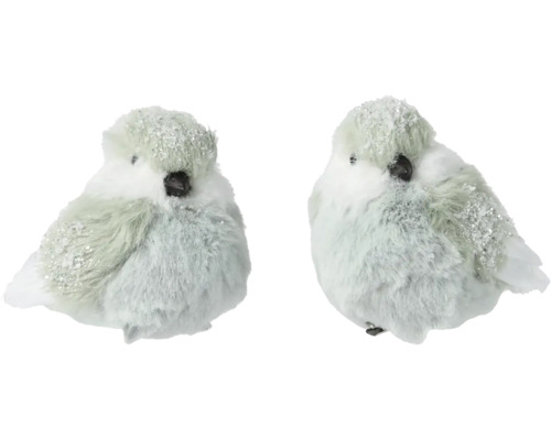 Dekofigur Vogel auf Clip mit Glitter weiß zufällige Motivauswahl Zwei dekorative, weiße Wintervögel mit Glitzer