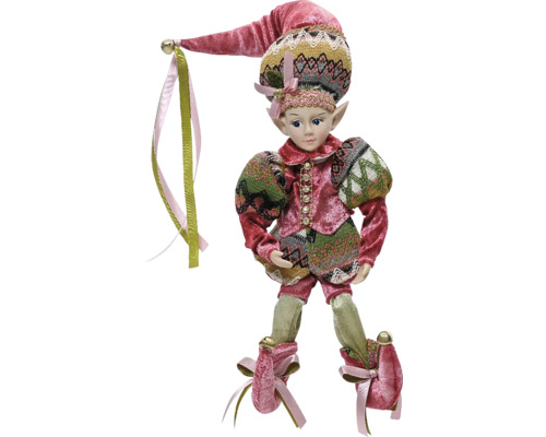 Weihnachtsdeko Elf 6x14x50 cm grün/pink