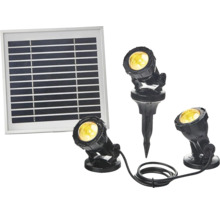 Solarpanel mit drei LED Gartenstrahlern zur Beleuchtung