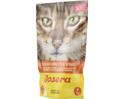 Katzenfutter nass Josera Soup Huhn mit Karotte & Spinat 70 g getreidefrei Katzenfutter nass Josera Soup Huhn mit Karotte & Spinat 70 g getreidefrei