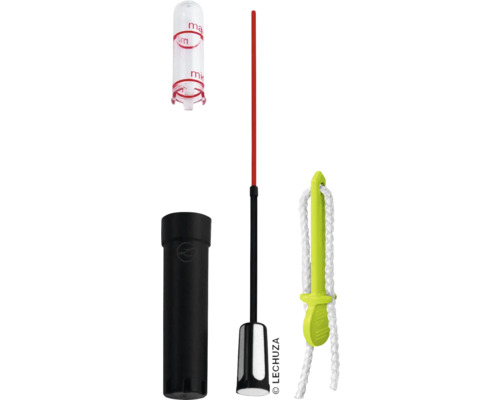 Zubehörset für Pflanzgefäße, bestehend aus Wasserstandsanzeiger, Einfüllschacht und Pflanzhilfestift