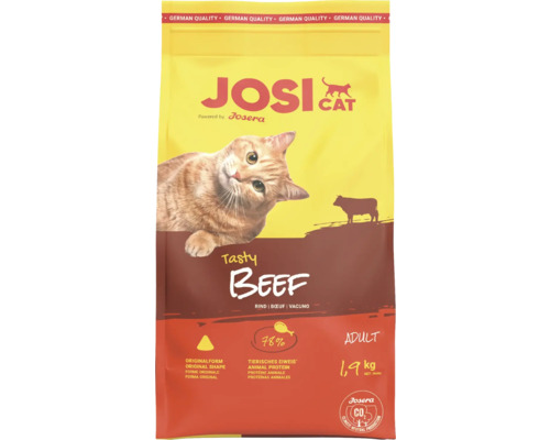 Josi Cat Tasty Beef Trockenfutter für erwachsene Katzen, 1,9 Kilogramm Packung