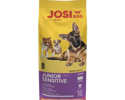 Hundefutter trocken JosiDog Junior Sensitive 15 kg Aufzuchtfutter für sensible Hunde Josi Dog Junior Sensitive Trockenfutter für Hunde, 15 Kilogramm