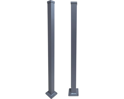 Zwei Zaunpfosten aus Metall