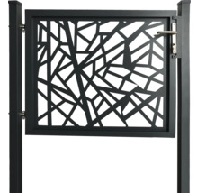 Metallzauntor mit abstraktem Muster und Griff