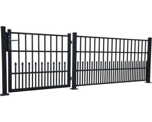 Doppeltor und Zaun aus Metall für den Außenbereich