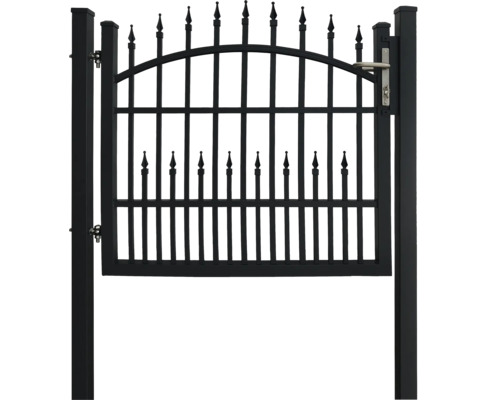 Schwarzes Gartentor aus Metall mit Griff