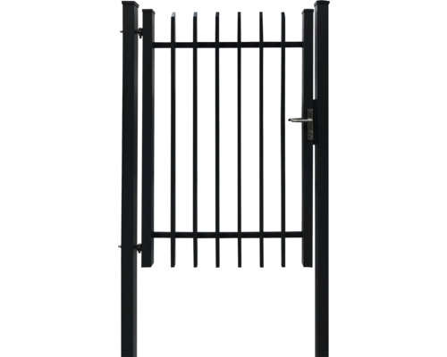 Schwarzes Gartentor aus Metall mit Griff