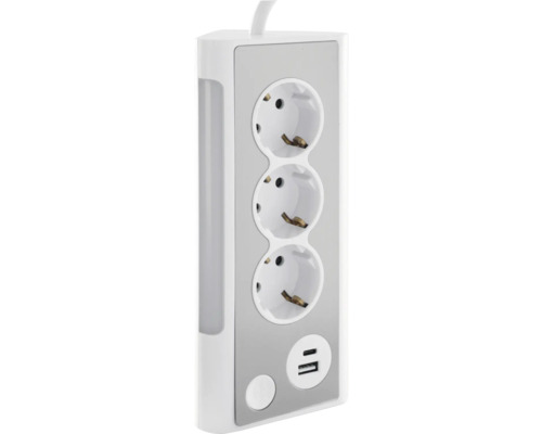 Steckdosenleiste mit drei Steckdosen und zwei USB Anschlüssen