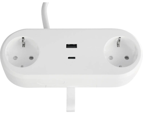 Steckdosenleiste mit zwei Steckdosen und zwei USB-Anschlüssen