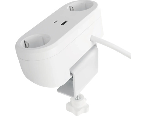 Tischsteckdose mit zwei Anschlüssen und Befestigung