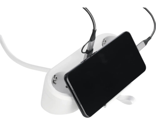 Ladestation mit Mobiltelefon und Ladekabel