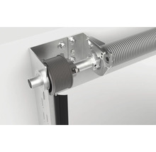 Garagentorfeder und Garagentorbeschlag an der Wand montiert