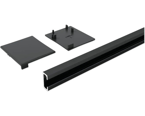 Pertura Distanzprofil 10 mm für Schiebetürbeschlag Selir Schwarz (C35) L:4 m Abdeckleiste mit Endkappen