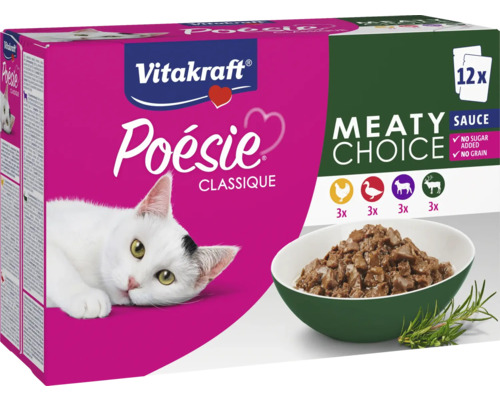 Katzensnack Vitakraft Poesie Classique MeatySauce 12x85 g Vitakraft Poesie Classique Katzenfutter, 12er Packung
