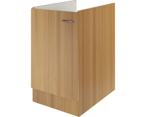 Spülenunterschrank Flex Well Ischia/Nano Buche-Dekor 50x82x57 cm mit Drehtür Unterschrank mit Holzfront und Griff