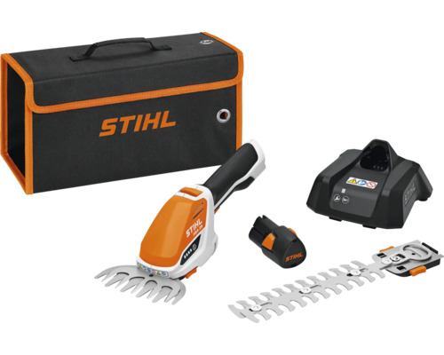STIHL Akku-Grasschere Set mit Tragetasche, Ladegerät, Akku und Messern