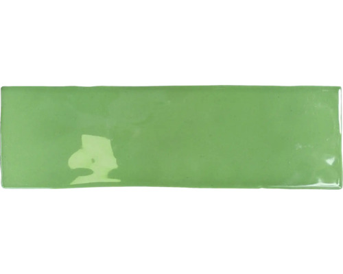 Steingut Wandfliese Borgo 6,5x20 cm grün glänzend