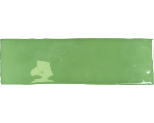 Steingut Wandfliese Borgo 6,5x20 cm grün glänzend Grüne Wandfliese