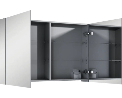 Offener Spiegelschrank mit Glasböden für das Badezimmer