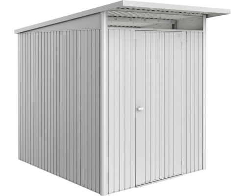 Gartenschrank aus Metall mit einer Tür und einem Pultdach