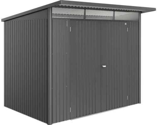 Gartenhaus Biohort AvantGarde Eco A5 Doppeltür 260 x 220 cm dunkelgrau-metallic Metall Gerätehaus mit Doppeltür und Satteldach