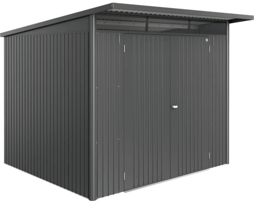 Geräteschuppen aus Metall mit Doppeltür und Pultdach