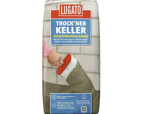 Dichtungsschlämme Trockener Keller 5 kg Lugato Trock''ner Keller Dichtungsschlämme Sack zur Abdichtung von Grundmauern, Fundamenten, Kellern und Behältern