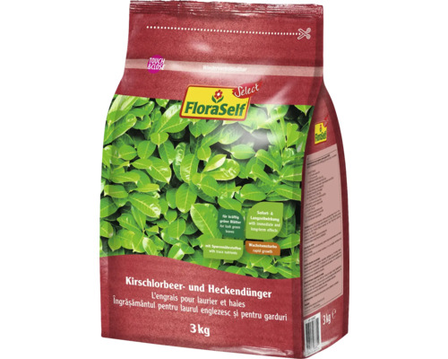 Kirschlorbeerdünger & Heckendünger FloraSelf Select 3 kg FloraSelf Kirschlorbeer und Heckendünger in einer 3 Kilogramm Packung