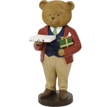 Teddybär Statue mit Anzug, Buch und Geschenk