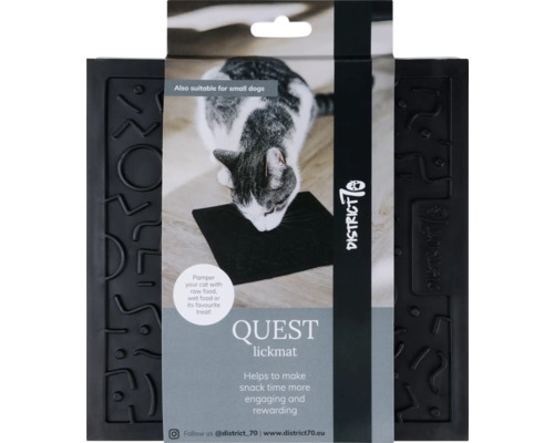 Schleckmatte District 70 Quest Lickmat 20 x 20 cm Dark Grey Leckmatte Silikon District 70 Quest Leckmatte für Katzen zur Fütterung von Nassfutter oder Snacks