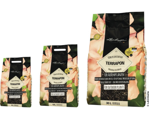 Drei Säcke Lechuza Terrapon Pflanzensubstrat für Aussenpflanzen in verschiedenen Größen
