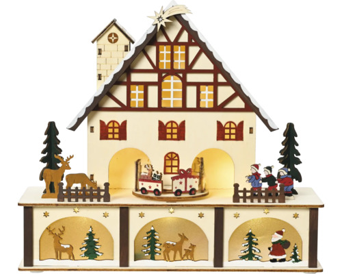 Weihnachtsdeko LED Holzhaus Lumineo 10x27x24,3 cm