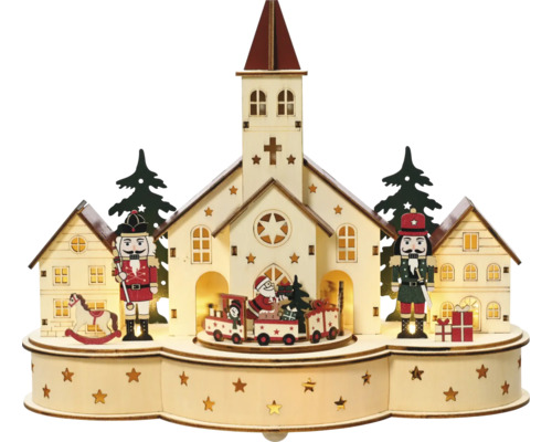 Weihnachtsdeko LED Holzkirche Lumineo 14x30x24,5 cm