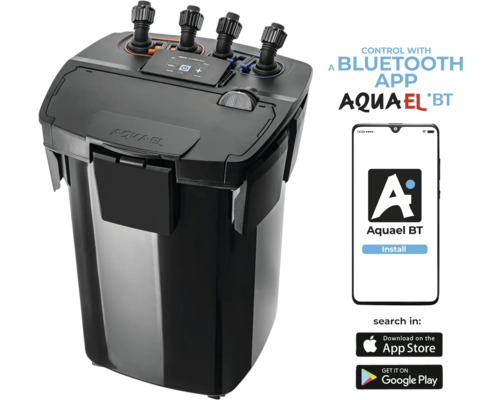 Aquarium-Außenfilter Aquael HYPERMAX 4500 BT Aussenfilter für Aquarien bis ca.1500 l, Förderleistung elekt. per App regelbar bis 4500 l/h, 18-36 W, 24 V Spannung, Filtervolumen ca. 15,9 l + Vorfilter, schwarz Aquael Außenfilter für Aquarien mit Bluetooth App Steuerung