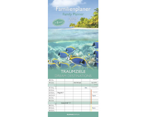 Familienplaner Traumziele 5 Spalten 2025 19,5x45 cm