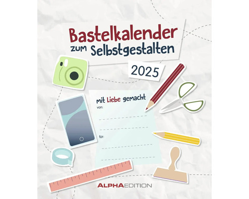 Bastelkalender DIY zum selbstgestalten weiß 2025 21x24 cm