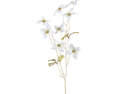 Kunstblume Cornuszweig 68 cm weiß