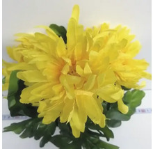 Gelbe Chrysanthemen-Kunstblume mit grünen Blättern