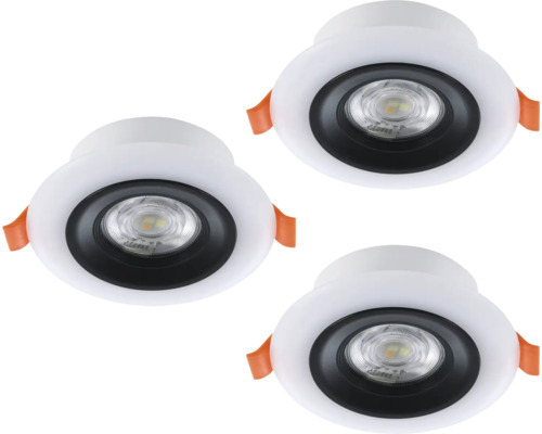 LED Einbauleuchte Eglo CALONGE 3,8 W 520 lm 2765 K Ø 98 mm schwarz weiß IP 44, 3 Stück ( 901118 )