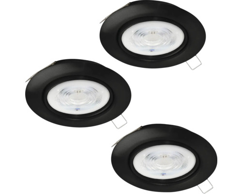 LED Einbauleuchte Eglo GU10 FLAT 4,9 W 400 lm 2700 K Ø 87 mm schwarz IP 20, 3 Stück ( 901755 )