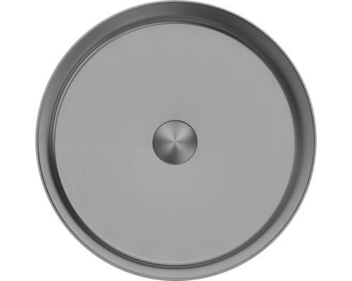 Runde Spüle mit mittigem Abfluss