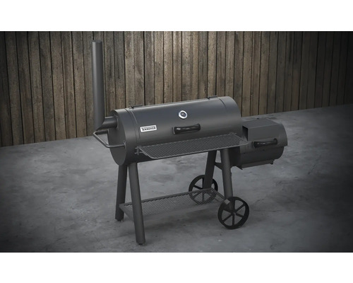 Smoker Grill mit Räucherturm und Ablagefläche