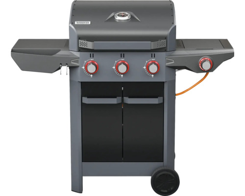 TENNEKER Gasgrill Carbon 133,4 x 60,3 x 112,3 cm 3-Brenner + Seitenbrenner, gusseiserner Rost, Platform System schwarz