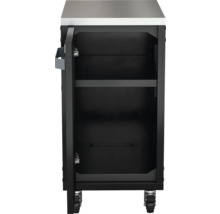 Grillunterschrank mit offener Tür, Regal und Rollen