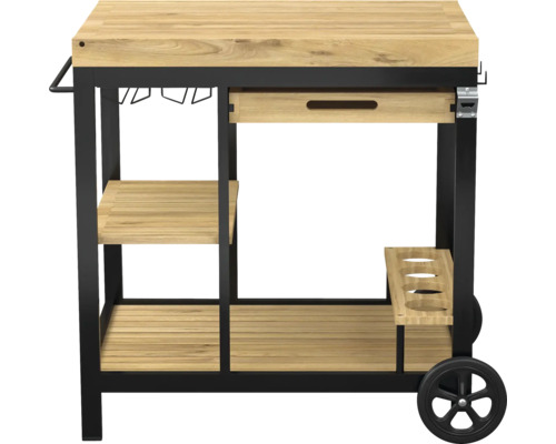 Servierwagen mit Holzablage und Schublade