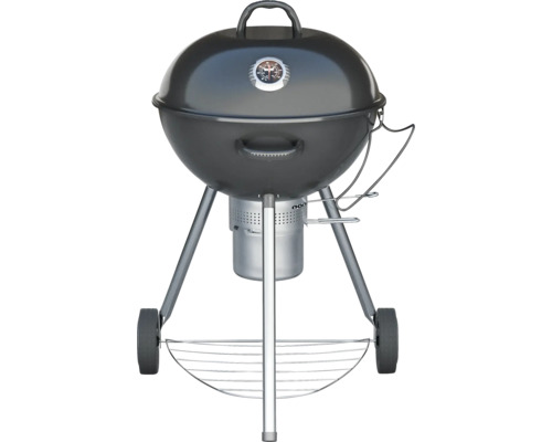 Hohlzkohlegriller Tenneker® Kugelgrill Black Moon schwarz mit Ø 58 cm Grillfläche, Deckelthermometer und abnehmbarem Aschekasten