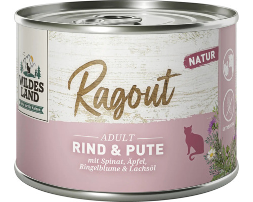 Katzenfutter nass Wildes Land Ragout Rind & Pute 180 g